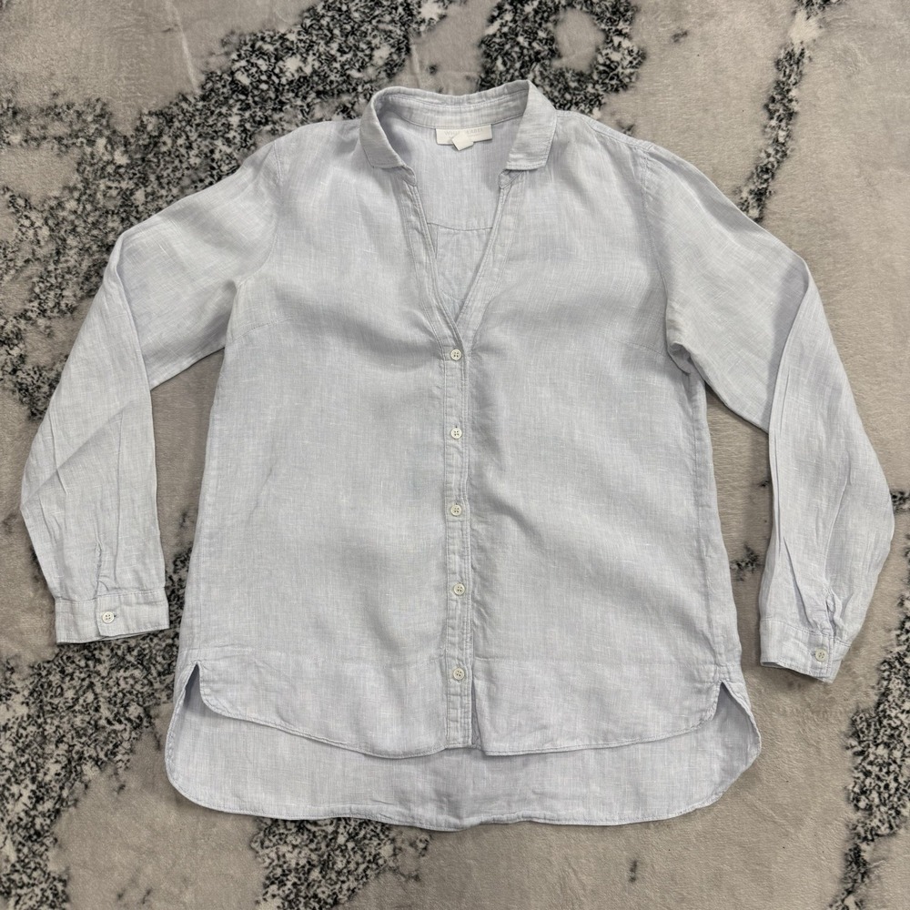 White Label The White Company‎ Womens Sz 4 Linen Button Front Light Blue Relaxed